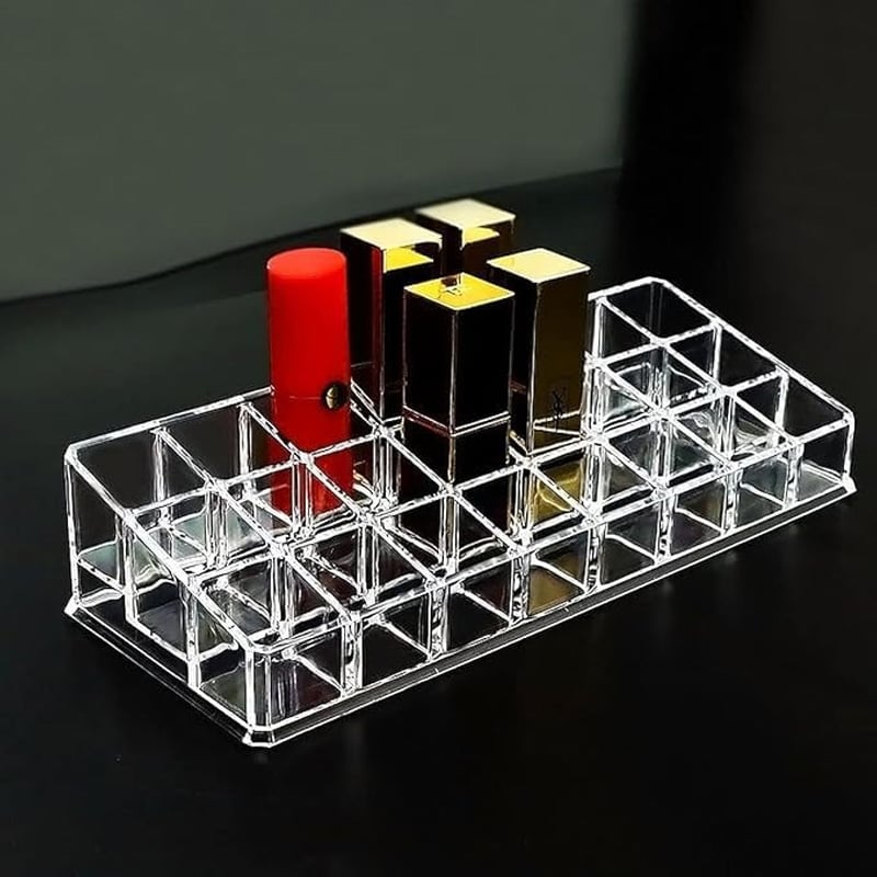 Picture of 24 Grid Acrylic Makeup Organiser Transparent Plastic Makeup Cosmetic Storage Box Lipstick Nail Paint/Polish Holder Display Stand Organizer