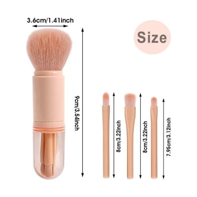 Picture of 4 in 1 Makeup Brush Set, Portable Travel Lip Brush, Foundation Blending Powder Brush, Nail Art Dust Brush, Retractable Mini Facial Cosmetic Makeup