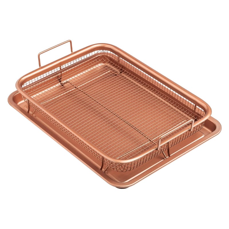Picture of Ceramic Coated Cookie Tray & Mesh Nonstick Basket ,Healthy Oil Free Air Frying Option For Chicken, French Fries, Onion Rings & More