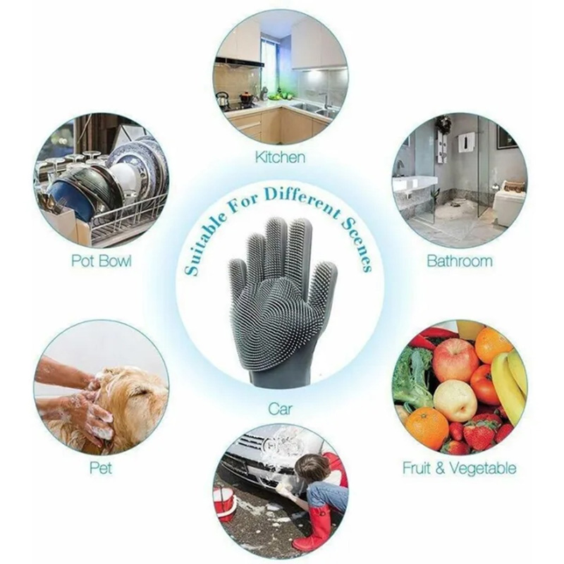 Picture of High Quality Silicone Dish Washing Kitchen Gloves 1 pair