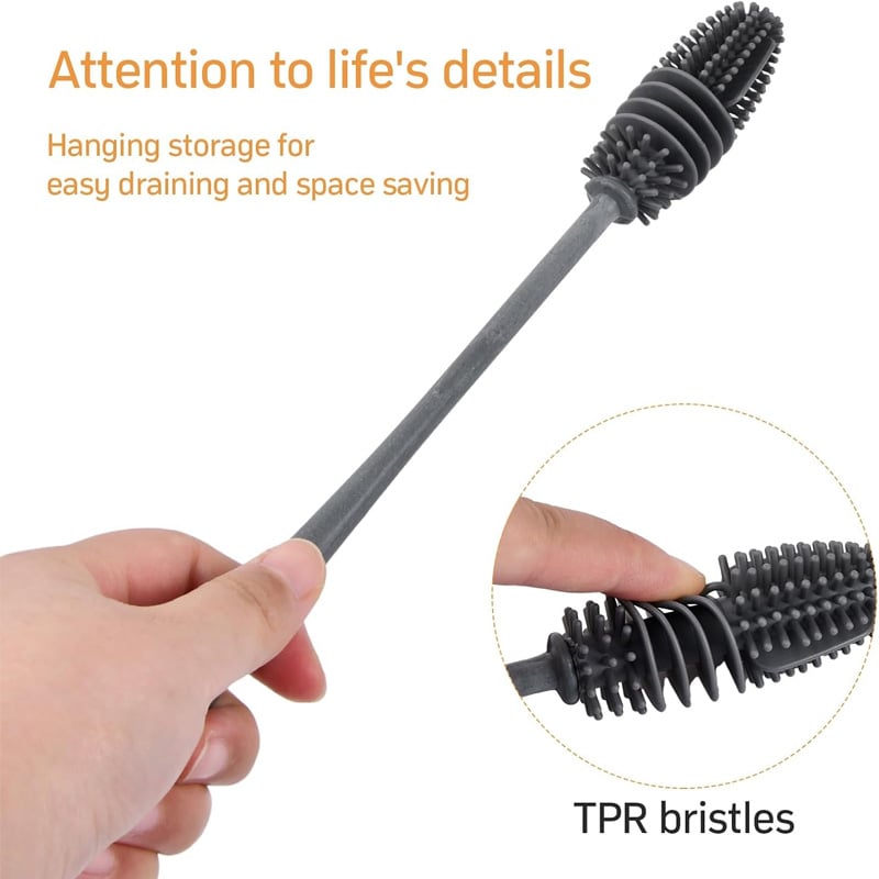 Picture of Silicone Bottle Cleaning Brush to thoroughly clean bottles, jars, and other containers.