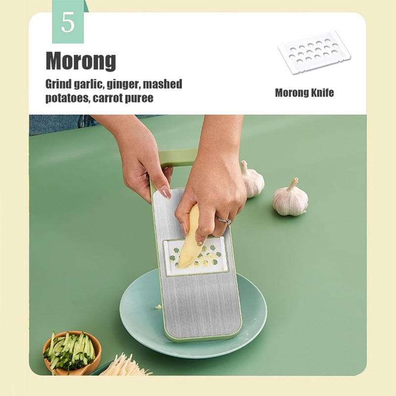 Picture of Kitchen 5 in 1 Stainless Steel Multifunctional Safe Manual Vegetable Slicer Cutter Potato Shredders Garlic Carrot Grater Chopper