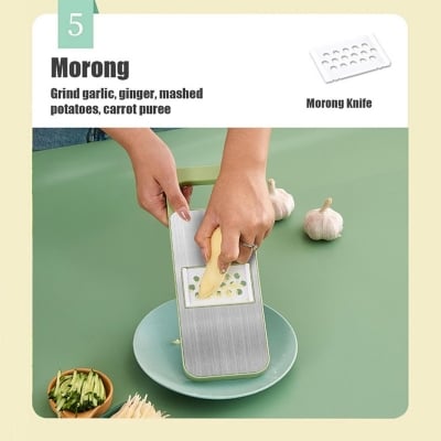 Picture of Kitchen 5 in 1 Stainless Steel Multifunctional Safe Manual Vegetable Slicer Cutter Potato Shredders Garlic Carrot Grater Chopper