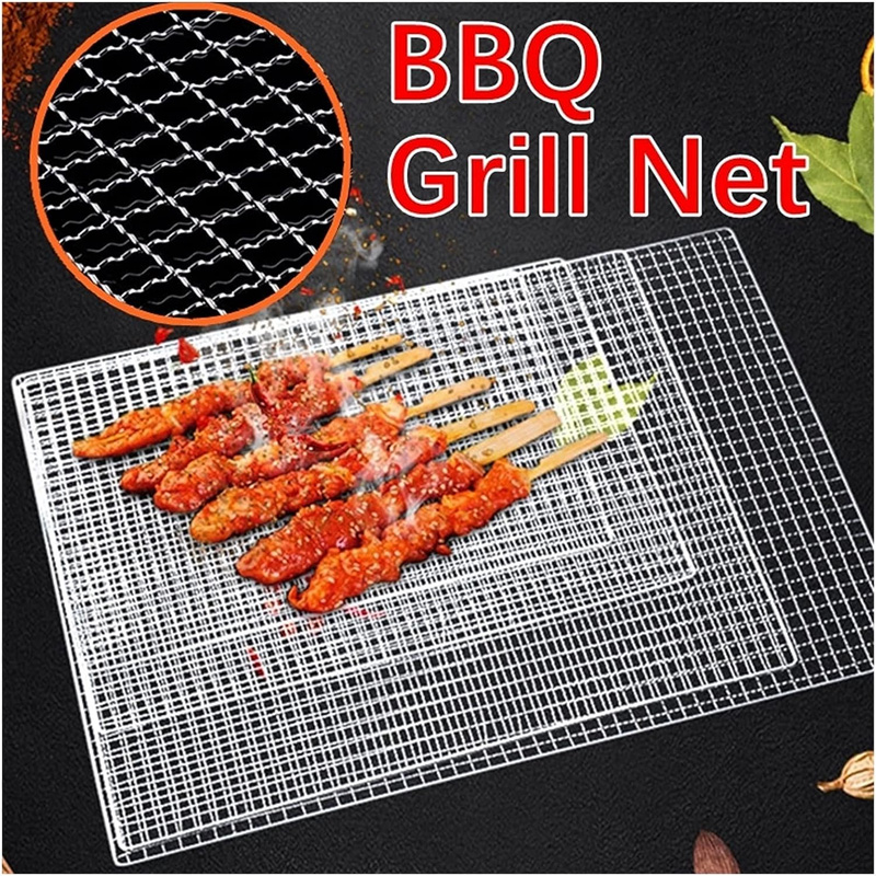 Picture of Square BBQ Grill Mesh Mat 304 Stainless Steel Grill Wire Mesh Outdoor Camping Pot Rack Korean Barbecue Non-Stick Grilling Mats
