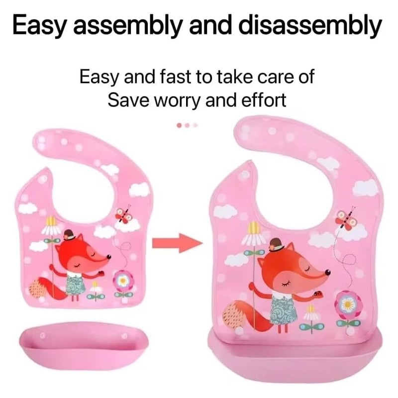 Picture of Baby Bib With Pocket Silicone Waterproof Color And Shape Changing