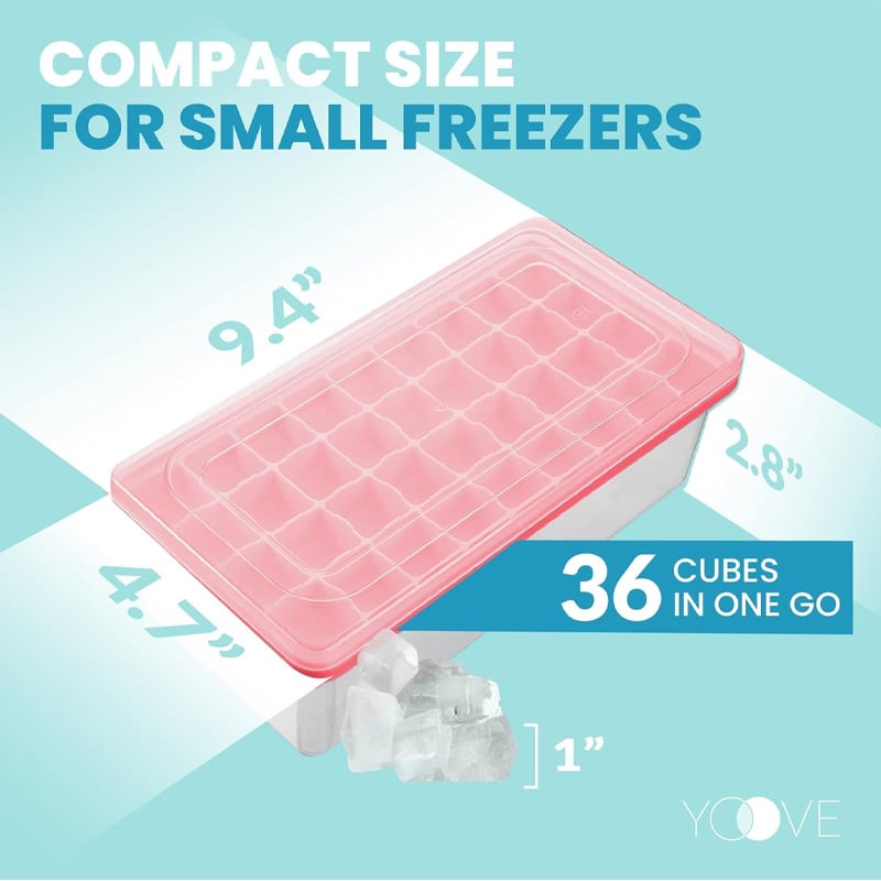 Picture of Silicone Ice Cube Tray With Lid 36 Nugget Ice Tray for Freezer With Easy Release