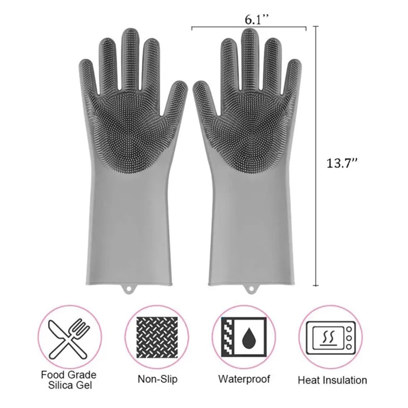 Picture of High Quality Silicone Dish Washing Kitchen Gloves 1 pair