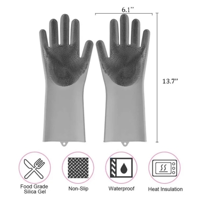 Picture of High Quality Silicone Dish Washing Kitchen Gloves 1 pair