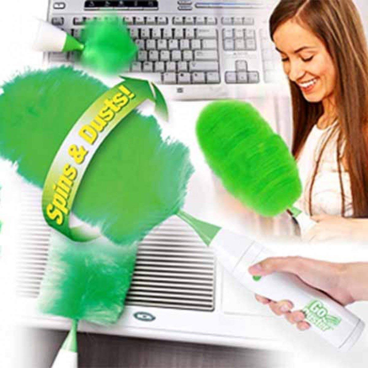 Picture of 1pcs  Electric Hand-held Wet and Dry Cleaning Duster Set, Batteries not Included (Standard Size, Green) Multicolor 