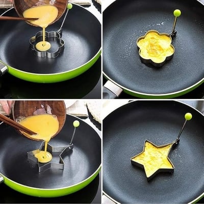 Picture of 5 Pcs Fried Egg Non Stick Stainless Steel Pancake Ring Mold Cooking Kitchen Tools Silver 