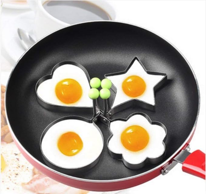 Picture of 5 Pcs Fried Egg Non Stick Stainless Steel Pancake Ring Mold Cooking Kitchen Tools Silver 