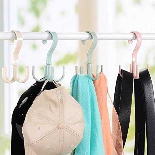 Picture of 1Pcs 360 Degree Rotated 4 Hooks Plastic Hanger Clothes Ties Bag Holder Hanging Rack Shelf Storage Organizer Scarf Hook Multicolor 