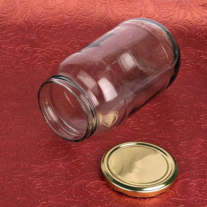 Picture of Glass Jar with Metal Golden Color Lid Air Tight Rust Proof Cap, Capacity 500 ML or 250 Grams, 1 pcs  