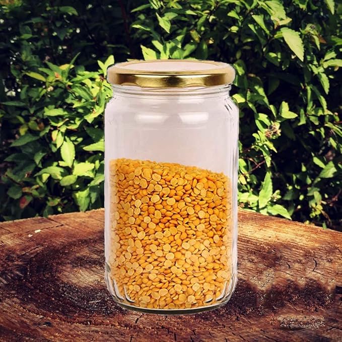Picture of Glass Jar with Metal Golden Color Lid Air Tight Rust Proof Cap, Capacity 500 ML or 250 Grams, 1 pcs  