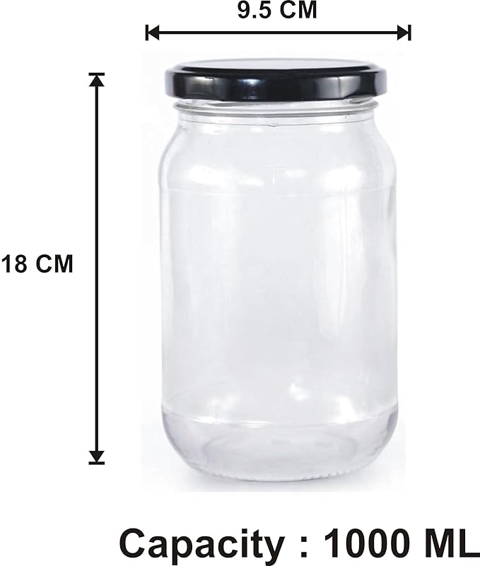 Picture of Glass Jar with Metal Golden Color Lid Air Tight Rust Proof Cap, Capacity 500 ML or 250 Grams, 1 pcs  