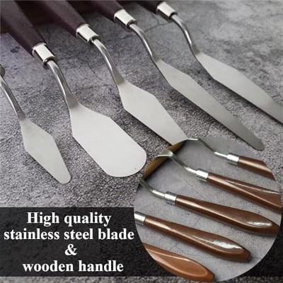 Picture of 5 Pieces Set Cake Cream Spatulas, Stainless Steel Cake Decorating TOOLS , Angled Icing & Decorating Spatula with Stainless Steel Spatula + Wood Handle, Mixing Scraper, Baking Pastry Tool Multicolor 