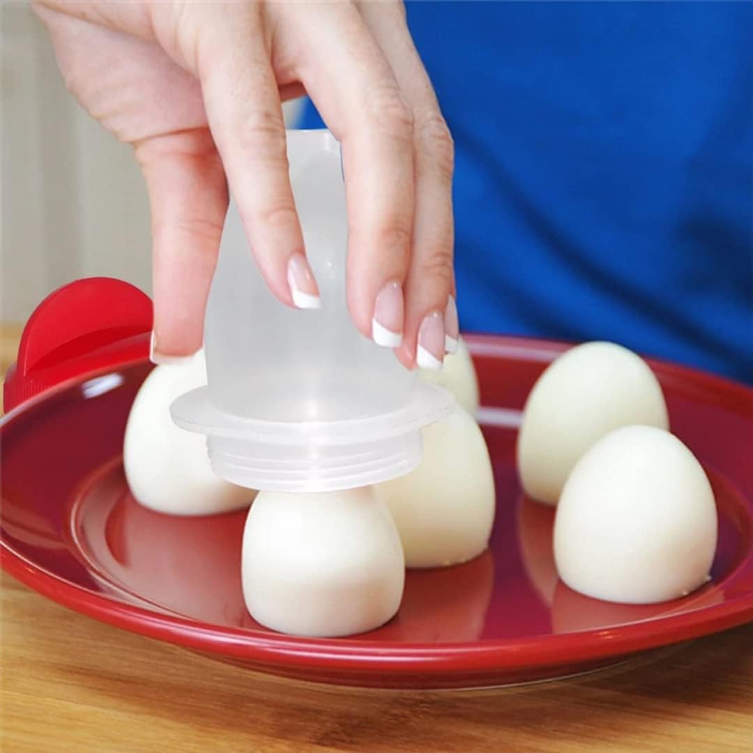 Picture of Non Stick Silicone Egg Cooker Hard Boiled Without The Shell 6pcs Make Delicious Egg Dishes Red 