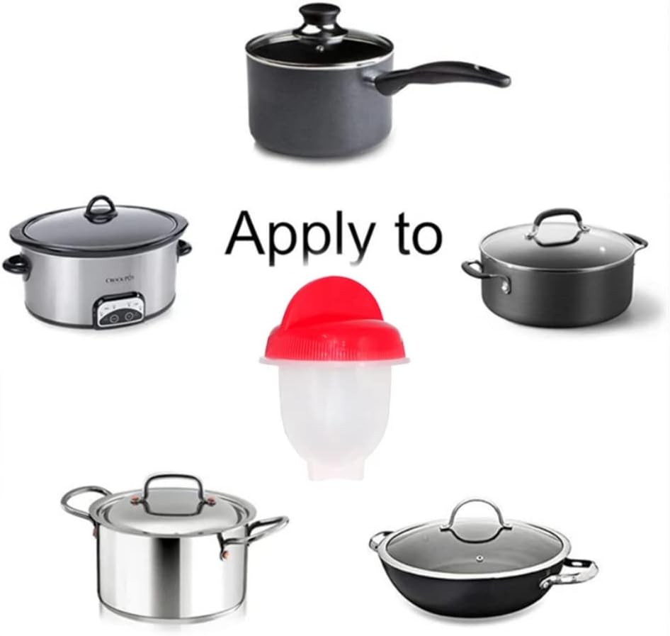 Picture of Non Stick Silicone Egg Cooker Hard Boiled Without The Shell 6pcs Make Delicious Egg Dishes Red 