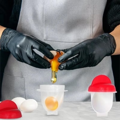 Picture of Non Stick Silicone Egg Cooker Hard Boiled Without The Shell 6pcs Make Delicious Egg Dishes Red 