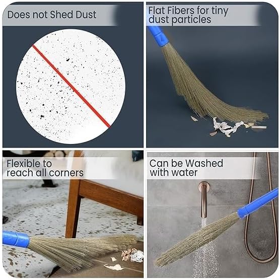 Picture of 1pcs Zero Dust Broom with Extendable Long Handle Broom Stick for Home Floor Cleaning and Ceiling Cleaning, Made of Washable Fibers (Plastic) Brooom  