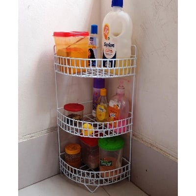 Picture of 3 Layer Kitchen Utensils Spice Jar Pots Organizer Drying Rack - Kitchen Rack Multicolor 