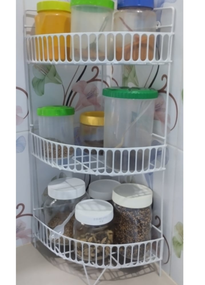 Picture of 3 Layer Kitchen Utensils Spice Jar Pots Organizer Drying Rack - Kitchen Rack Multicolor 