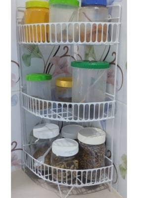 Picture of 3 Layer Kitchen Utensils Spice Jar Pots Organizer Drying Rack - Kitchen Rack Multicolor 