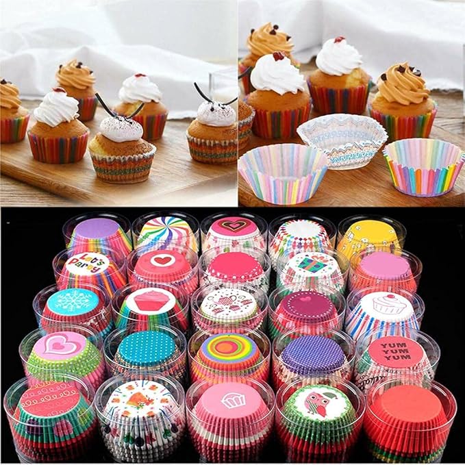 Picture of 100Pcs Cupcake Liner Baking Cup Cupcake Paper Muffin Cases Cake Box Cup Party Tray Decor Cake Multicolor 