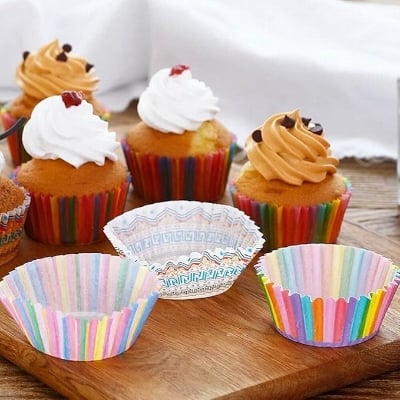 Picture of 100Pcs Cupcake Liner Baking Cup Cupcake Paper Muffin Cases Cake Box Cup Party Tray Decor Cake Multicolor 