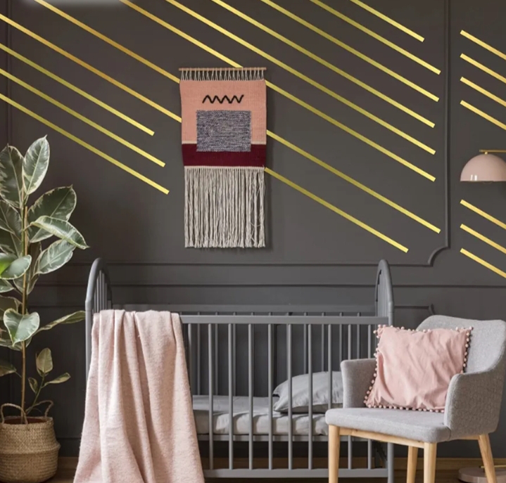 Picture of wall decoration Gold Reflective Adhesive Tape 1 pcs stickers Home wall wedding decorations Warning Stripe 0.5 inchi Gold 