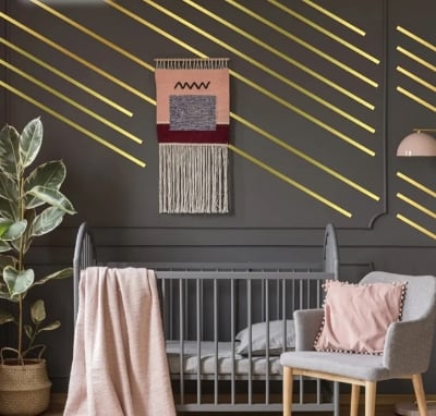 Picture of wall decoration Gold Reflective Adhesive Tape 1 pcs stickers Home wall wedding decorations Warning Stripe 0.5 inchi Gold 