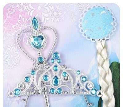 Picture of 3Pcs/set Girls Elsa Anna Princess Crown Hair Accessories Tiara Kids Crown Headwear Magic Wand Cosplay Multicolor 