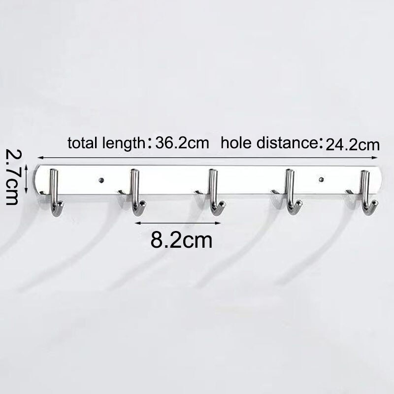 Picture of Advanced row Coat rack hook wall mounted stainless steel 8 hook Silver 