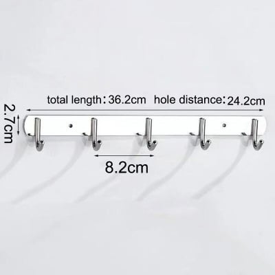 Picture of Advanced row Coat rack hook wall mounted stainless steel 8 hook Silver 