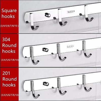 Picture of Advanced row Coat rack hook wall mounted stainless steel 8 hook Silver 