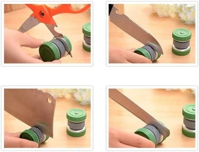 Picture of Compact High-Quality Kn-ife Sharpener with Double-Sided Grinding Wheel -Durable Kitchen Sharpening Tool Multicolor 