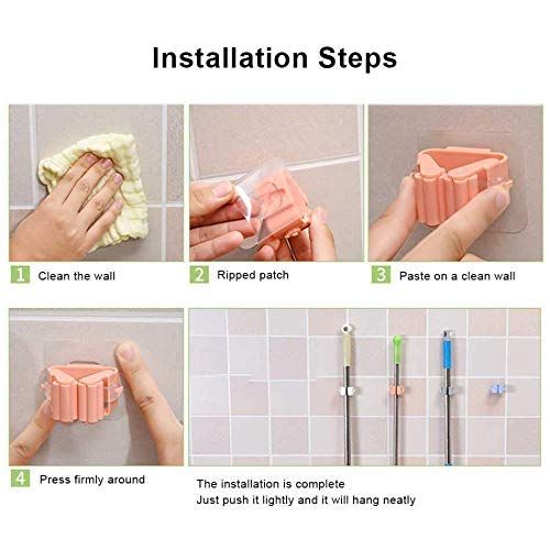 Picture of Brush Broom Holders Heavy sticky Walls Mounted Rack Hanger Organizer Kitchen Storage Tool adhesive Mop Organizer Multicolor 