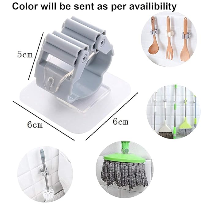 Picture of Brush Broom Holders Heavy sticky Walls Mounted Rack Hanger Organizer Kitchen Storage Tool adhesive Mop Organizer Multicolor 