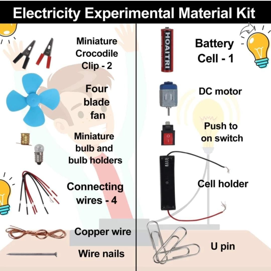 Picture of DIY Science Kit for Students, Electric Circuit Kit with Motor Fan Toy or for Project Work |Random Color| Black 