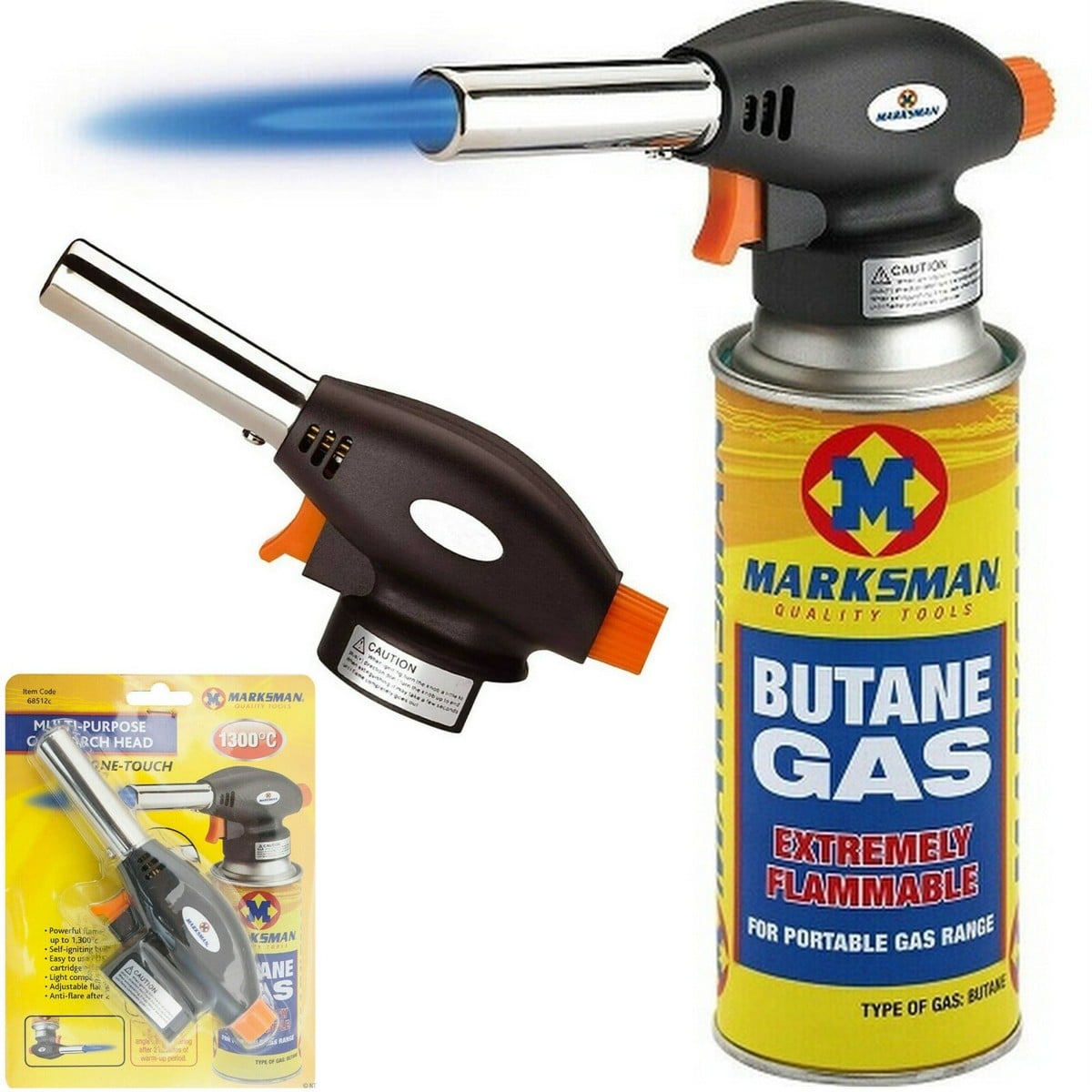 Picture of Butane Gas Blow Torch Burner Welding Auto Ignition Soldering BBQ Flame Thrower Kitchen Chief Camping Gas Torch Welding Lighter Butane Burner Portable Flame FireFor BBQ Multicolor 