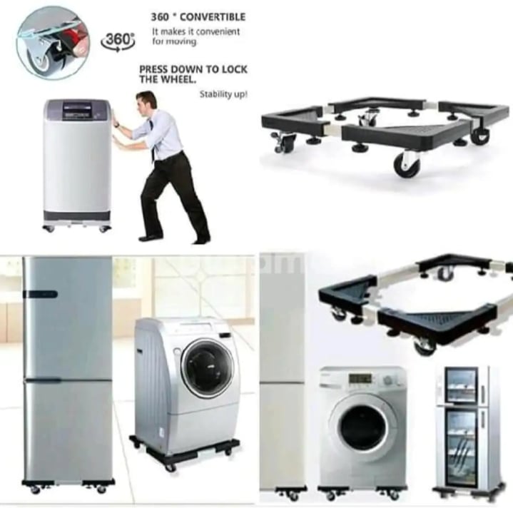 Picture of Movable Adjustable Base Stand Trolley for Washing Machine - load 138Kg black 