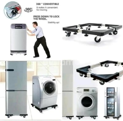 Picture of Movable Adjustable Base Stand Trolley for Washing Machine - load 138Kg black 