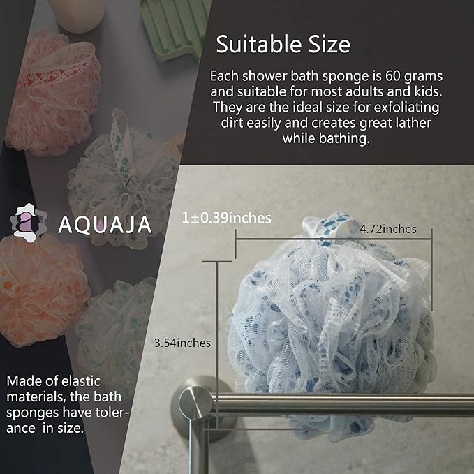 Picture of Bath Shower Loofah Sponge 60g Shower Ball Body Scrubber Exfoliating Bath Sponge Non-Toxic Material for Women and Men  