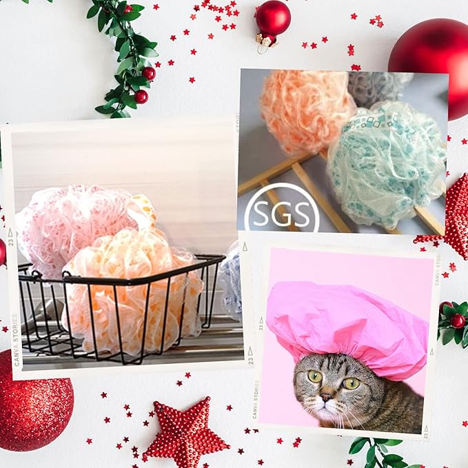 Picture of Bath Shower Loofah Sponge 60g Shower Ball Body Scrubber Exfoliating Bath Sponge Non-Toxic Material for Women and Men  