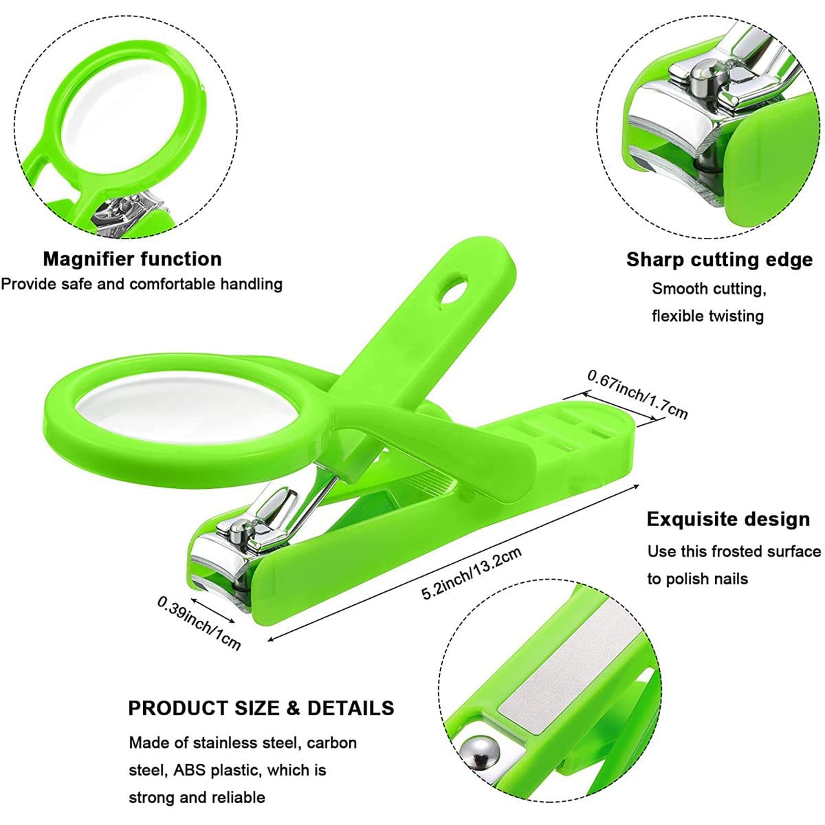 Picture of Creative Nail Cutter with Magnifying Glass Portable folding adjustable Super Nail Clipper with Magnifying Glass and Nail Filer Multicolor 1pcs 
