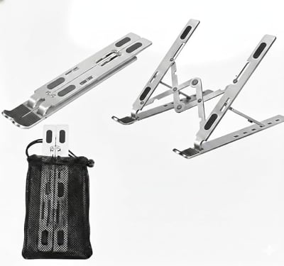Picture of Pocket Laptop Stand Aluminum Alloy 7 Levels Height Adjustment Ultra Compact Creative storage Bracket Silver 