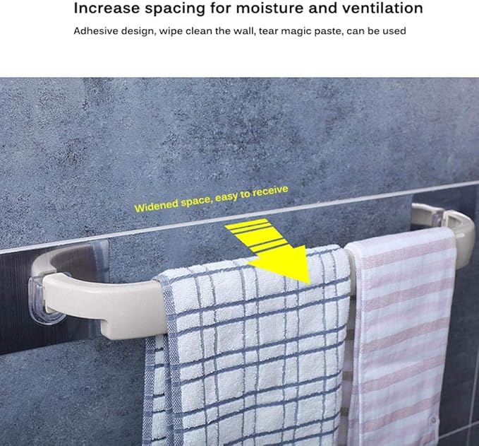Picture of Wall Mounted Towel Rail Rack - Self-Adhesive, Punch-Free Plastic Towel Holder for Bathroom and Kitchen - Ideal Storage Solution Multicolor 