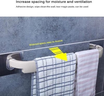 Picture of Wall Mounted Towel Rail Rack - Self-Adhesive, Punch-Free Plastic Towel Holder for Bathroom and Kitchen - Ideal Storage Solution Multicolor 