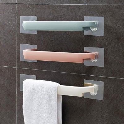 Picture of Wall Mounted Towel Rail Rack - Self-Adhesive, Punch-Free Plastic Towel Holder for Bathroom and Kitchen - Ideal Storage Solution Multicolor 