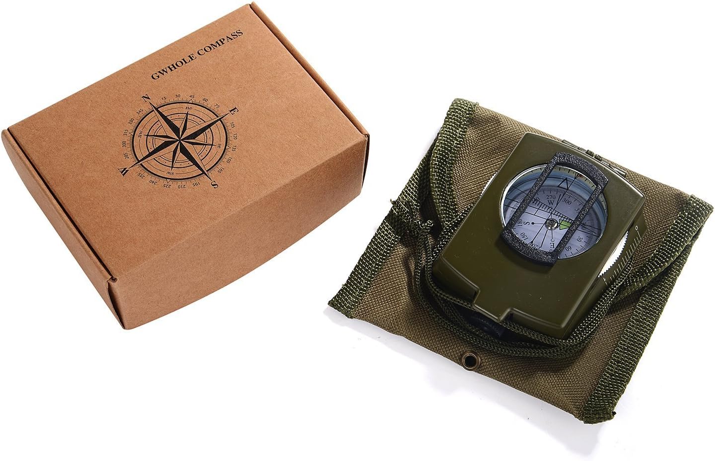 Picture of Liquid Filled Lensatic Prismatic Compass Aluminum Alloy with Pouch Army Green 